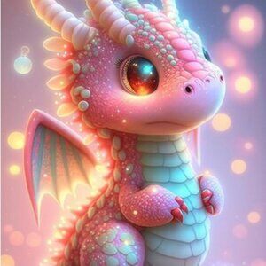 Fountor Dragon Diamond Art Kits for Adults, Cute Dragon Round Diamonds